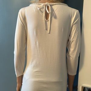 Ann Taylor Black Label Top w/Silver & Pearl Collar